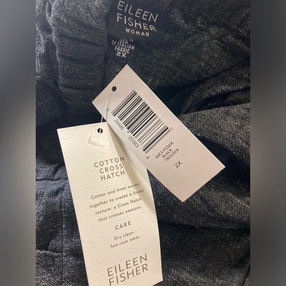 New with tags 2X Eileen Fisher cotton blend crosshatch trouser pants - Picture 5 of 6